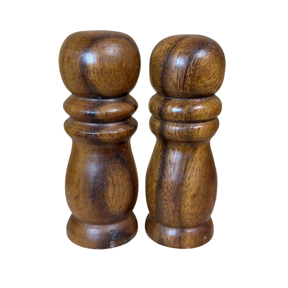 Vintage Wooden Salt and Pepper Shakers Set Mid‎ Century Modern Rustic Farmhouse